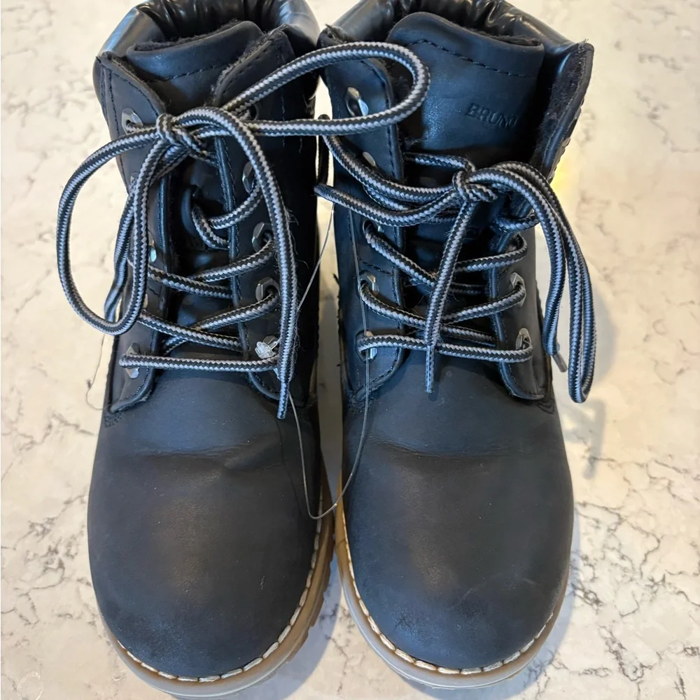 Boys Insulated Snow Boots Winter‎ Black Lace-Up Rugged Sole Kids SZ 13
